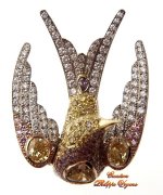brooch BR9014, 18K Gold Brooch, Yellow, Rose and White Diamonds, * CLICK TO ENLARGE *